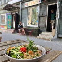 Outdoor seating for two. at Nirvana in Riga