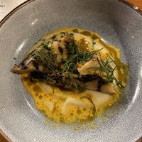 Parsnips with green harissa and an apple puree   at Sorghum & Salt in Charleston