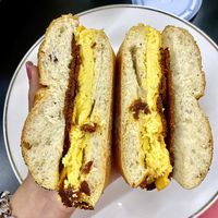 Vegan bacon, egg, and cheese at Carmine's Italian Deli in Elmsford