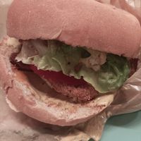 Why is it so hard to take a good picture of a burger?! It was 1000% better than it looks in this photo... at Hank Cuisine Végétale - Rochechouart in Paris