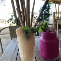 Lychee granita and dragonberry smoothie  at Genius Cafe in Sanur