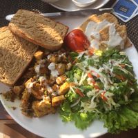 Tofu scramble at Pumpernickel Bakery and Babylon Cafe in Pokhara