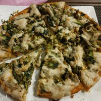 Vegan cheese pizza at Pumpernickel Bakery and Babylon Cafe in Pokhara
