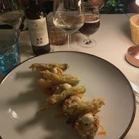 polpette di zucchine con fiori fritti   at La Corte in Ravenna