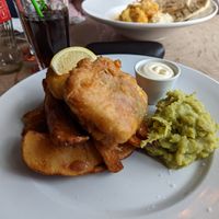Vegan fish and chips at The Market Pub in Chesterfield