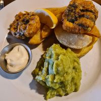 Vegan fish(tofu) chips and peas. ( pics not good as I drenched it in vingar) but waa soo good. at The Market Pub in Chesterfield