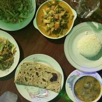 Curry dhal chapati veggie stir fry at Marie Min in Mandalay