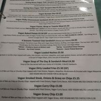 Vegan menu at Causeway Cafe in Belfast