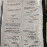 Vegan breakfast menu at Causeway Cafe in Belfast