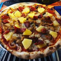 My IKEA pizza. Cheese, onion, sundried toms and pineapple at La Locanda Sardina in Roses