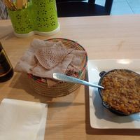 Kik wot with a side on injera. at Light of Africa in South West London