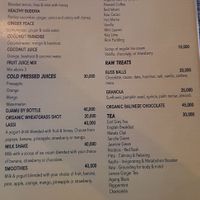 Menu Drinks at Buddha Soul in Pecatu