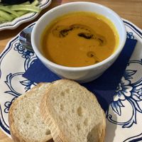 Yummy carrot ginger bisque with crostini  at VanGogh's Eeterie in Springfield