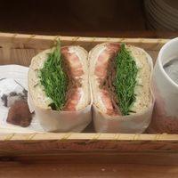 Bean bulgogi burger with herbal tea at No Meat Burger Health in Busan