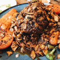 Pile of vegan meat! at Vegetus in Cheltenham