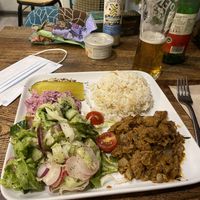 Seitan Shwamera platter. Excellent! at Vegetus in Cheltenham