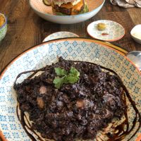 Black Risotto & Falafel Burger at Vegetus in Cheltenham