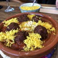 Meatball tagine and rice at Vegetus in Cheltenham