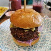 New York burger at Vegetus in Cheltenham