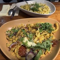 Pasta sizilianisch und Trüffel-Sahne (vegan)  at Genusswerkstatt in Potsdam