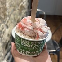 Small with strawberry shortcake and cookie dough  at Ben & Jerry's in Napa