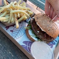 magic mushroom with burger sauce  at Las Vegan's - Vegan Garden Trailer in Budapest