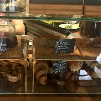 Vegan cakes and croissant  at Cafe Barcelona in South West London