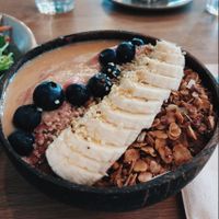 Pitaya smoothie bowl with mahalo topping  at Mahalo  - Odengatan in Stockholm