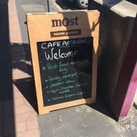 Vegan promotion on pavement at Cafe Ambience in Gore