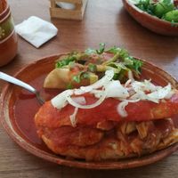 Tacos dorados con torta ahogada de setas at Vegan Bike - Más Que Comida in Guadalajara