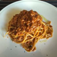 Pici al ragù di soia at Ciriera Osteria Vegan in Trequanda