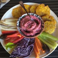 Hummus di rapa rossa at Ciriera Osteria Vegan in Trequanda