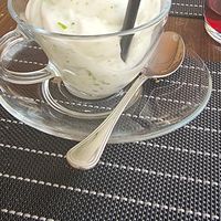 Sorbetto limone e basilico at Ciriera Osteria Vegan in Trequanda