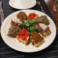 Bruschetta of different flavours  at Ciriera Osteria Vegan in Trequanda