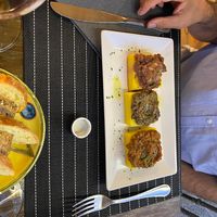 Tris di polentine at Ciriera Osteria Vegan in Trequanda