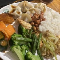 Vegetables, dumplings, rice, vegan sushii  at SUHU 素虎 - Qianmen in Beijing