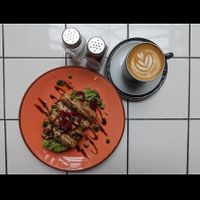 Open vegan sausage on sourdough  at Cliffs in Margate