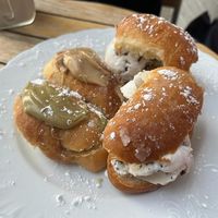 Fartons: Pistachio cream, Hazelnut cream, and 2 fartons with stracciatella ice cream. at Dolce & Vegana in Madrid