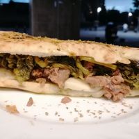 Panuozzo beyond sausage and friarielli (similar to broccoli) at Dolce & Vegana in Madrid