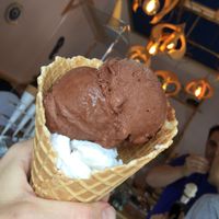 Large cone with coconut and belgian chocolate at Dolce & Vegana in Madrid