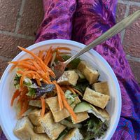 was hangry and got Uber eats, this was perfect. Crunchiest tofu and perfect vermicelli noodles 🍜 also got fried pumpkin rice paper rolls which are amazing 🥡🍲🥗 💓 #Veg at Warm & Cozy in Boronia