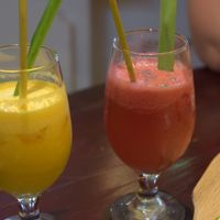 Watermelon juice and pineapple juice at V's Home in Hanoi