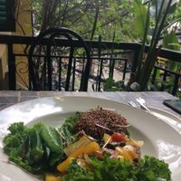Chickpeas tempeh with rice at V's Home in Hanoi