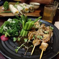 Tempeh, aspargus and sweet and sour sauce at V's Home in Hanoi