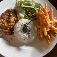 Vegetarian grill with teriyaki sauce   at Water Drop Vegetarian Cafe in Christchurch