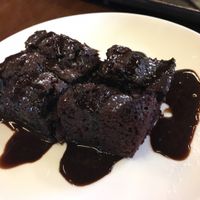 warm berry and chocolate brownie  at Water Drop Vegetarian Cafe in Christchurch