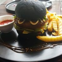 Chickpea burger  at Water Drop Vegetarian Cafe in Christchurch