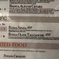 Close up of the vegan section  at Trieste Pizza in Rome