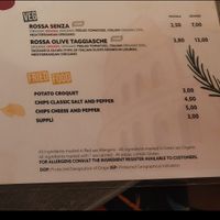 Menu at Trieste Pizza in Rome
