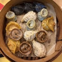 Every vegan dumpling option + spinach cheese (light green dumplings )  at Parowoz Powisle in Warsaw